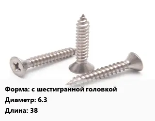 Саморез с шестигранной головкой D=6.3 L=38